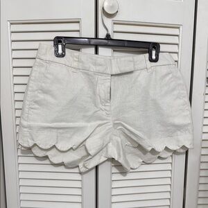 J. Crew Women's White Scalloped Hem Shorts